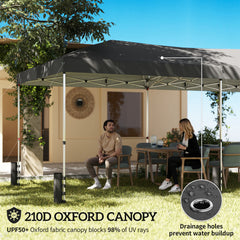 Outsunny 3 x 6 m Pop Up Canopy with UV50+ Protection Garden Gazebo with 6 Sidewalls, Dark Grey