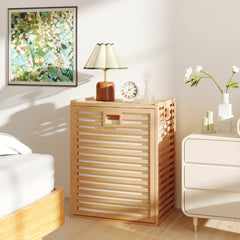 68 L Bamboo Tilt-out Bathroom Laundry Hamper with Foldable Bin-Natural