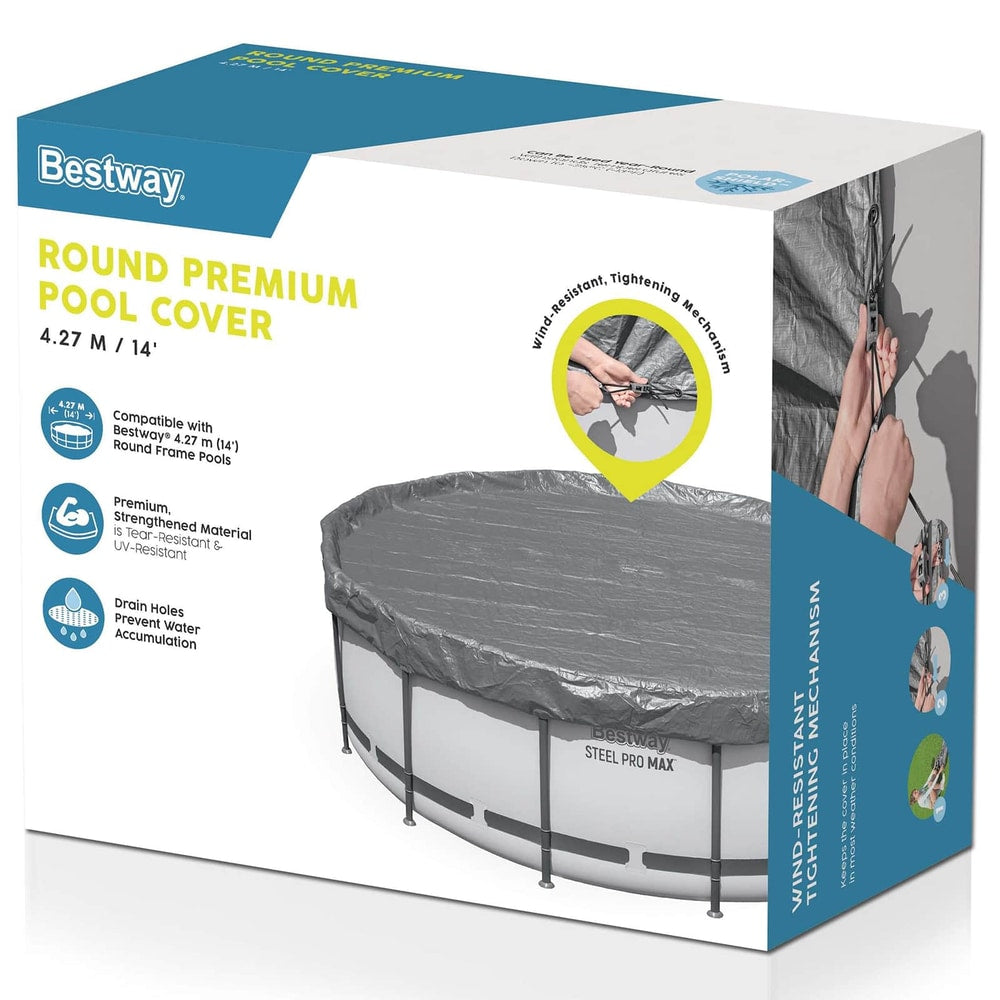 Bestway Pool Cover Ø6.1 Round Polyester Grey 4.27 m