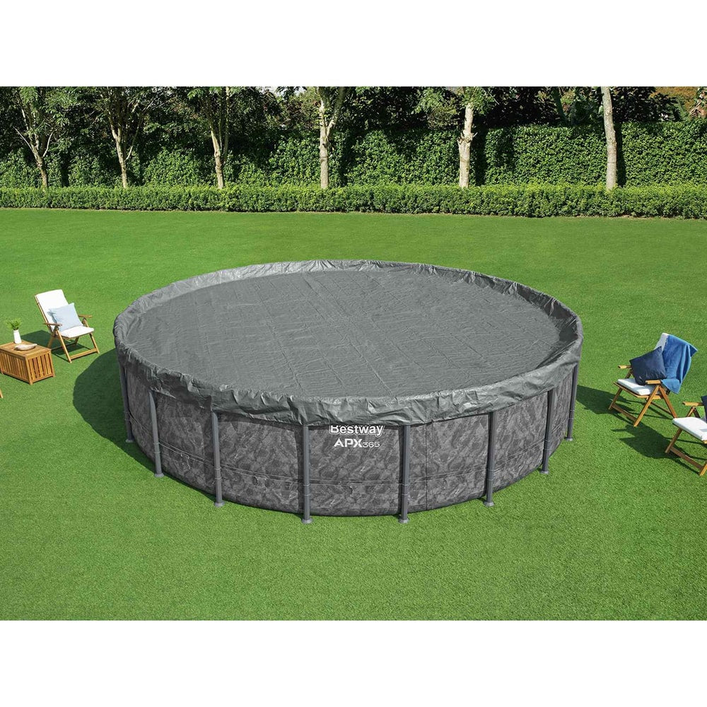 Bestway Pool Cover Ø6.1 Round Polyester Grey 6.10 m