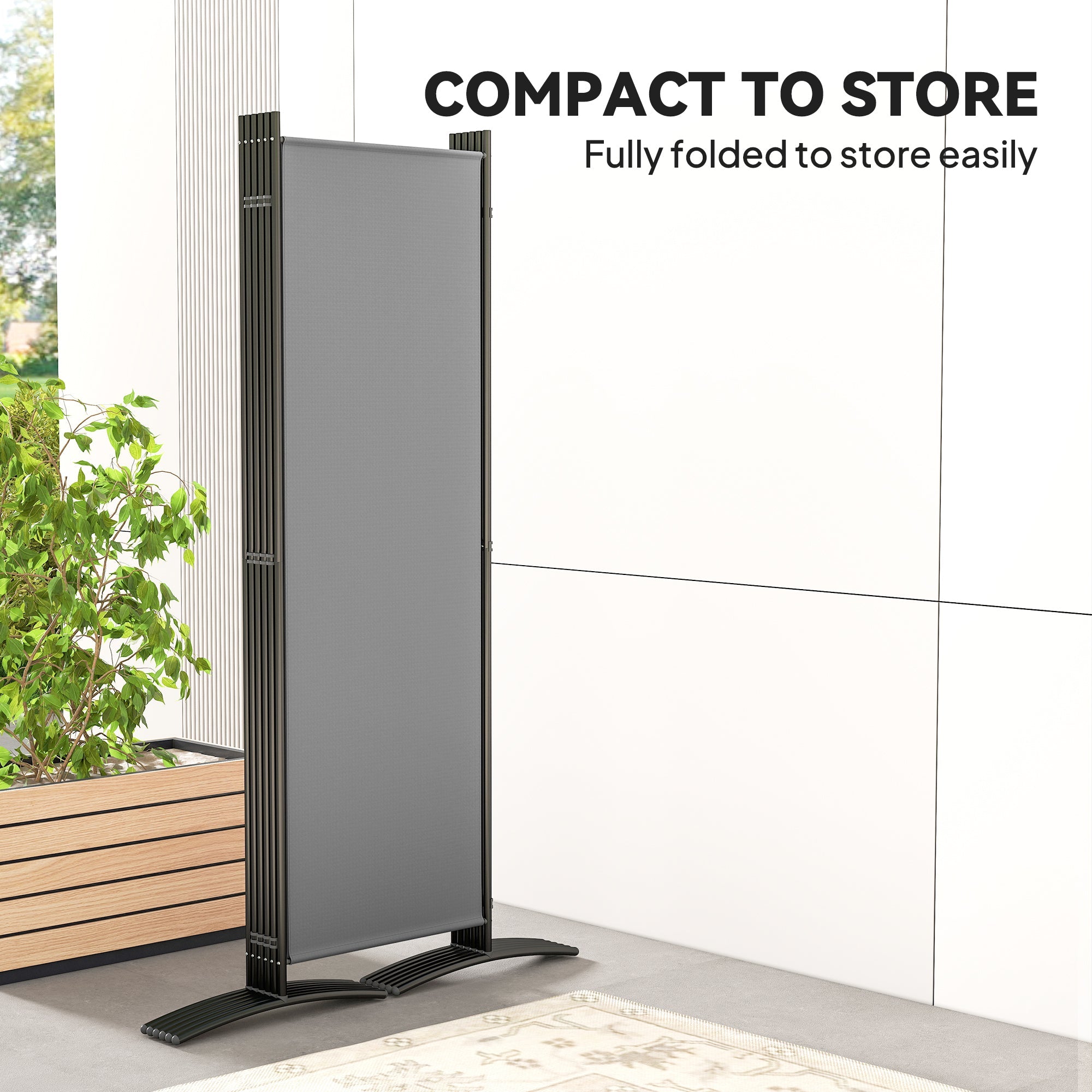 Outsunny 6 Panel Folding Room Divider Foldable Freestanding Garden Privacy Screen, 332 x 172 cm, Dark Grey