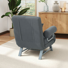 HOMCOM Single Sofa Bed, 3-in-1 Convertible Folding Chair Bed with Adjustable Backrest, Removable Armrests, Dark Grey