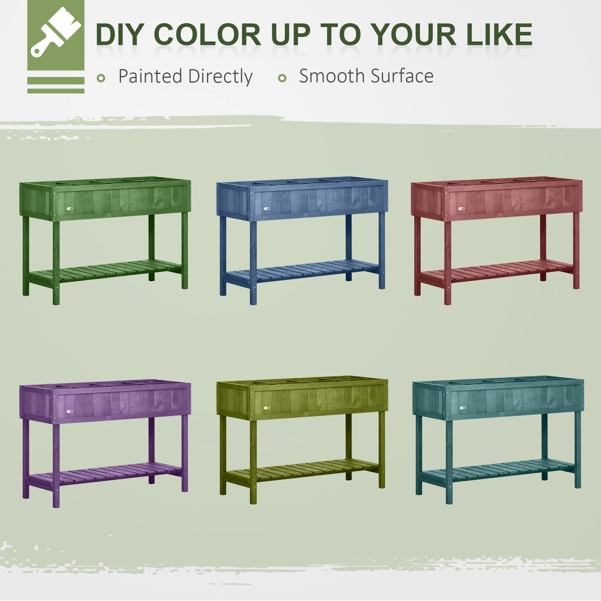 Outsunny Wooden Herb Planter Raised Bed Container Garden Plant Stand Bed 8 Boxes 110L x 46W x 76Hcm Brown