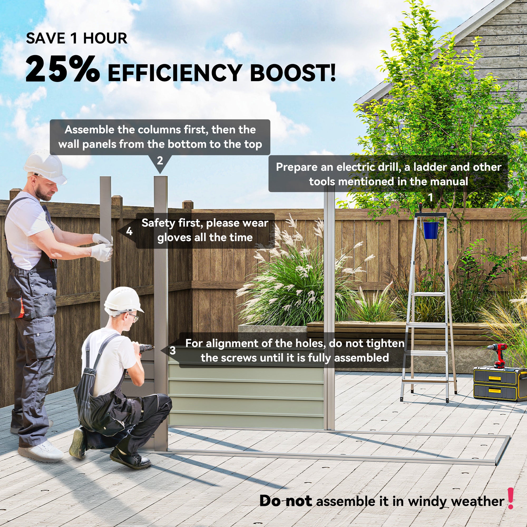 Outsunny 3.7 x 7.9ft Galvanised Steel Shed, with Latched Door and Padlock - Light Grey