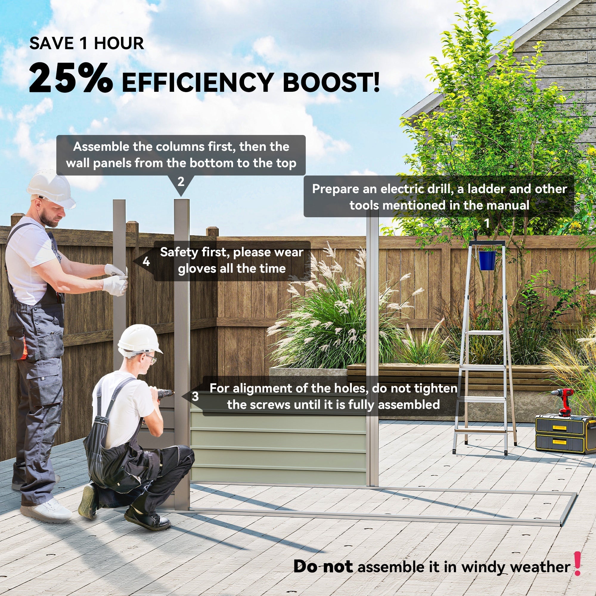 Outsunny 3.7 x 7.9ft Galvanised Steel Shed, with Latched Door and Padlock - Light Grey