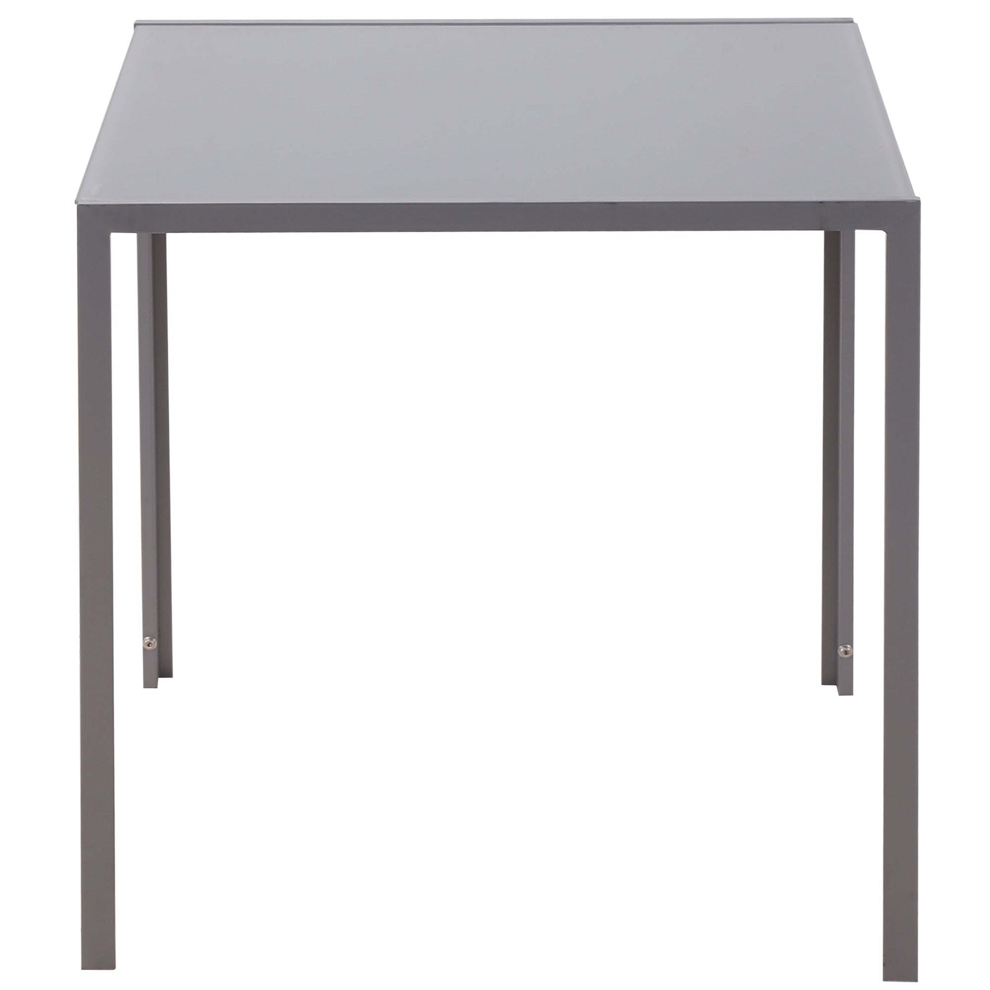 HOMCOM Modern Square Dining Table for 2-4 People, with Glass Top & Metal Legs for Dining Room, Living Room, Grey