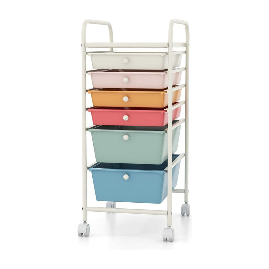 6 Drawers Storage Trolley with 4 Wheels for Makeup Beauty Salon-Colourful
