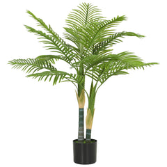 HOMCOM Artificial Palm Tree with 14 PEVA Leaves, 120cm Decorative Artificial Plant with Pot and Moss Effect, Green