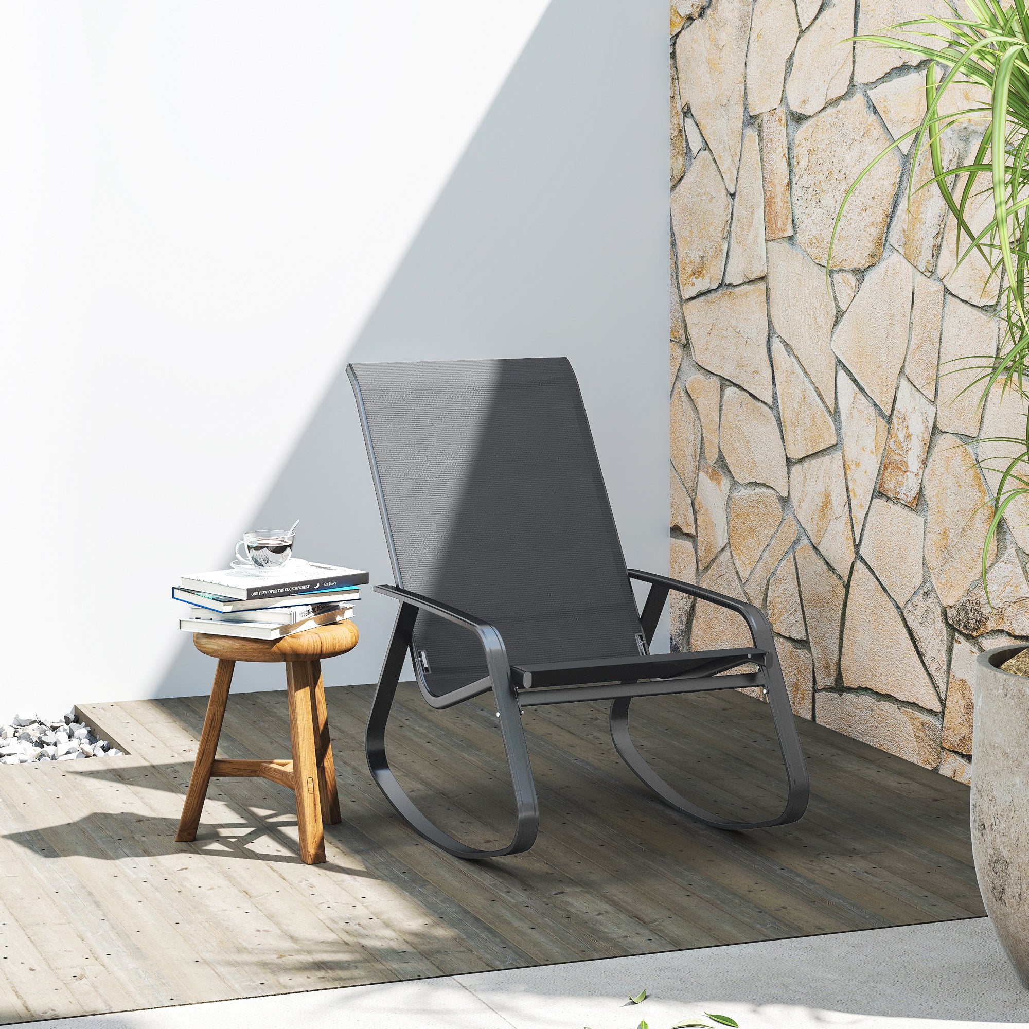 Outsunny Rocking Garden Chair - Grey