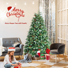 5/6 Feet Artificial Christmas Tree with LED Lights and Tips-6 ft