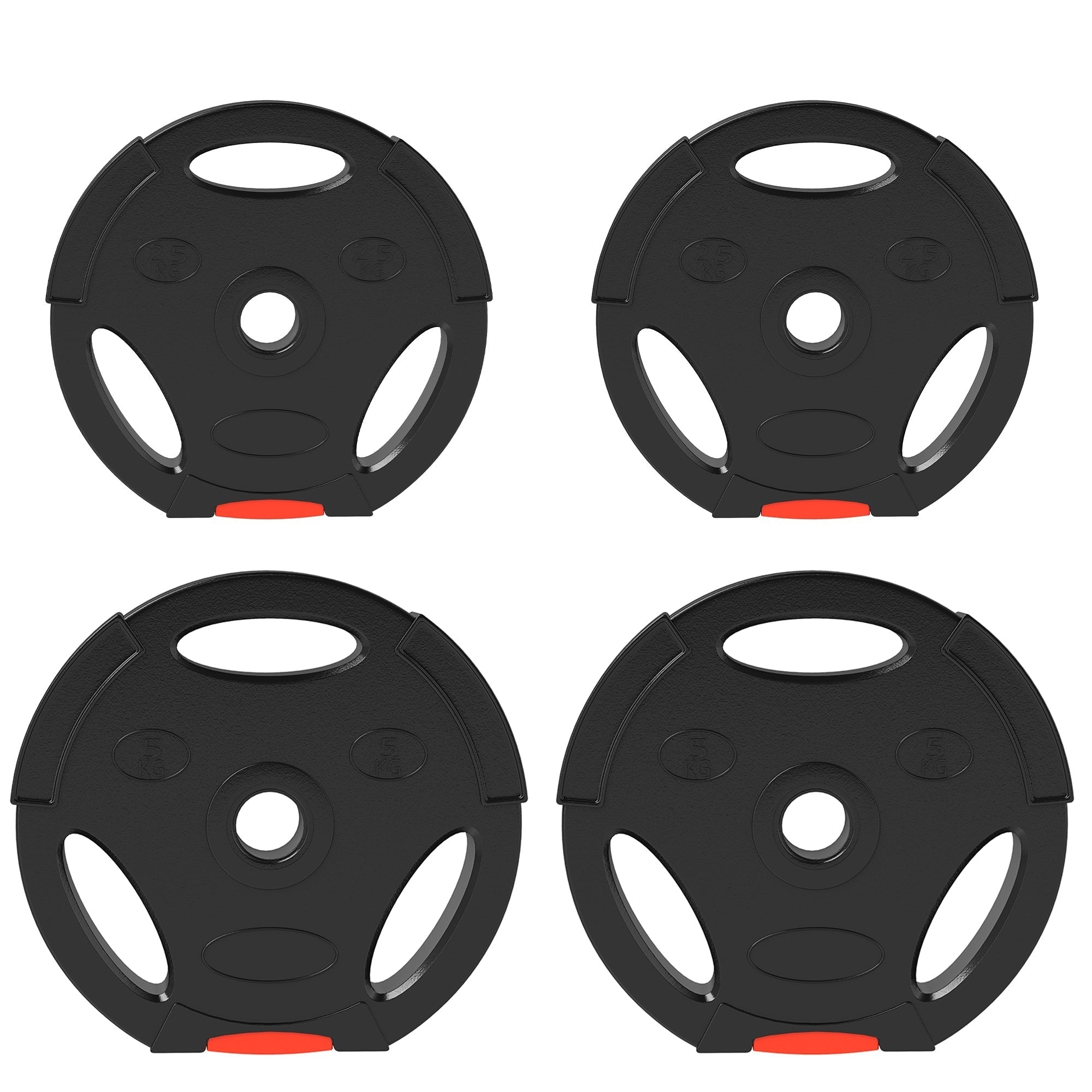 SPORTNOW Olympic Weight Plates Set, with Two 5kg and Two 2.5kg weights, Black