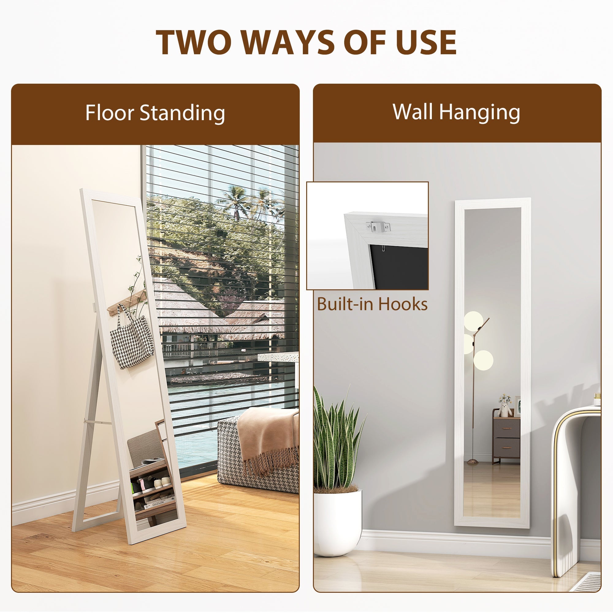 HOMCOM 37 x 157 cm Full Length Mirror - White