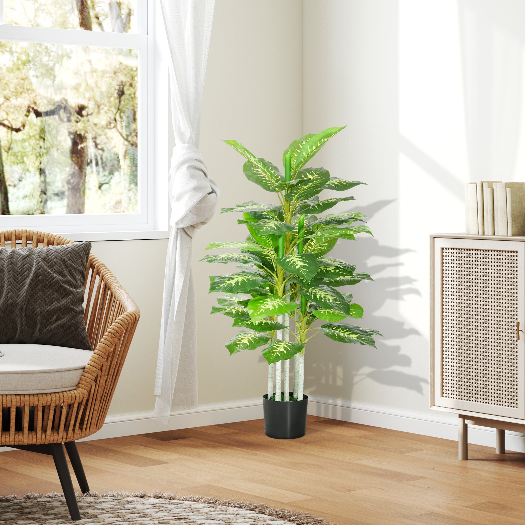 HOMCOM Artificial Evergreen Tree Fake Decorative Plant in Nursery Pot for Indoor Decor, 120cm