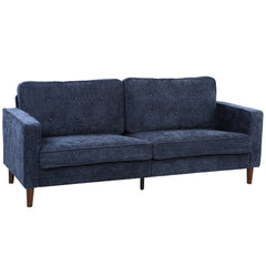 HOMCOM 3 Seater Sofa Button Tufted Upholstered Couch with Wood Legs for Living Room, Dark Blue