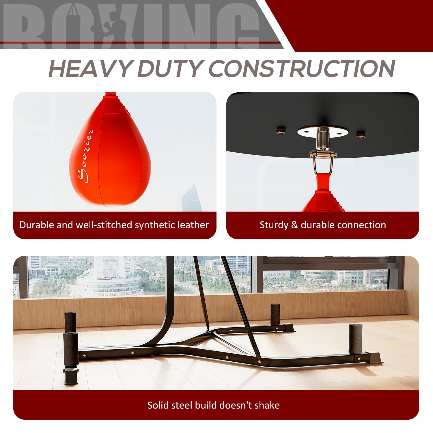 HOMCOM Adjustable Freestanding Speedbag, Punch Bag Hanger, Black