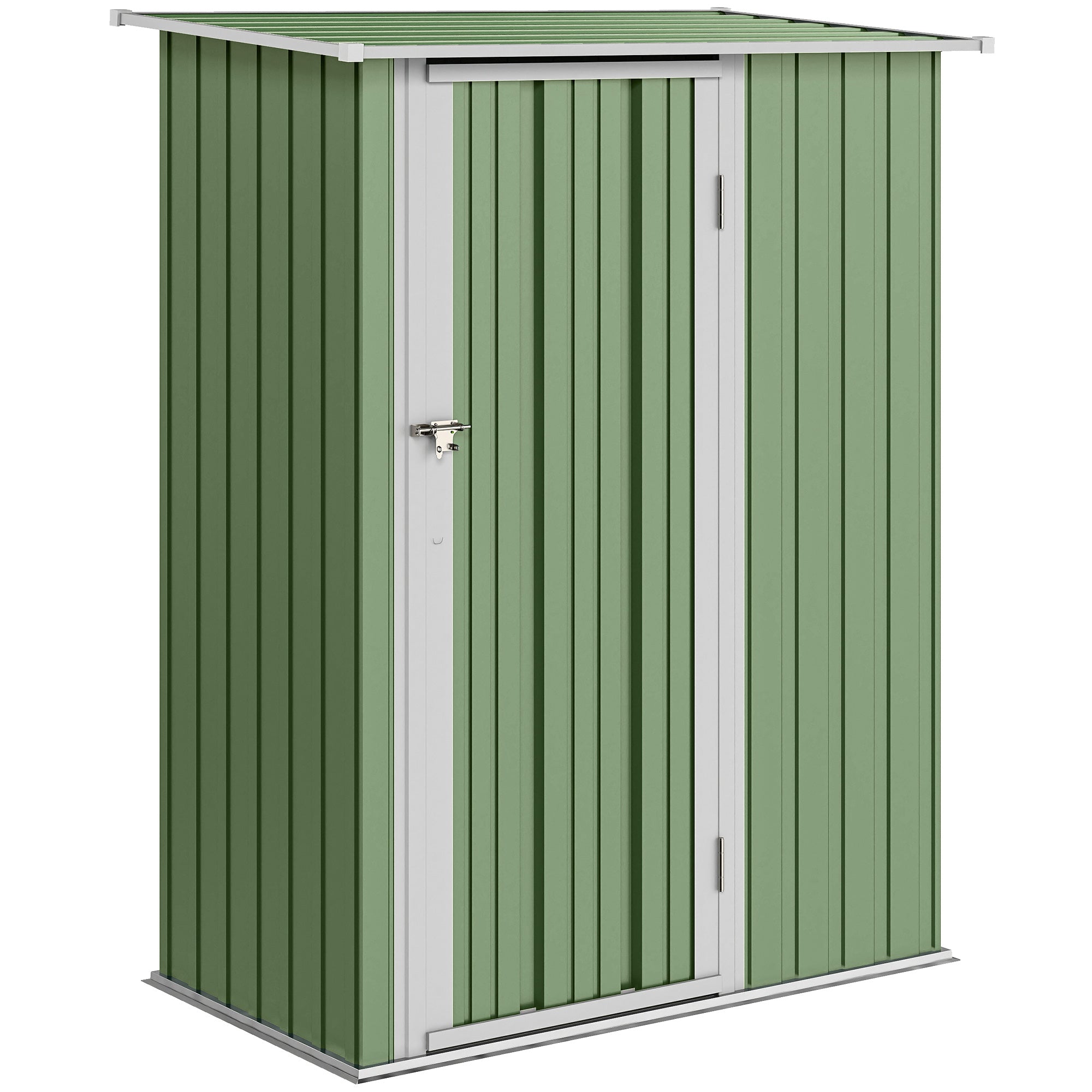 Outsunny 5ft x 3ft Metal Garden Storage Shed, Outdoor Tool Shed with Sloped Roof, Lockable Door for Tools, Equipment, Light Green