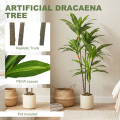 HOMCOM 150cm Lifelike Fake Tree, Artificial Dracaena Tree with Bendable Trunks, Green