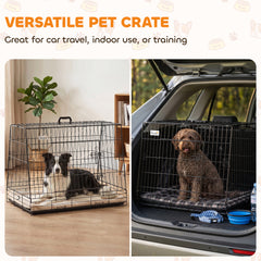 PawHut 35"(90 cm) Car Dog Crate Medium Large Collapsible Slanted Travel Dog Cage with Tray for Car Boot