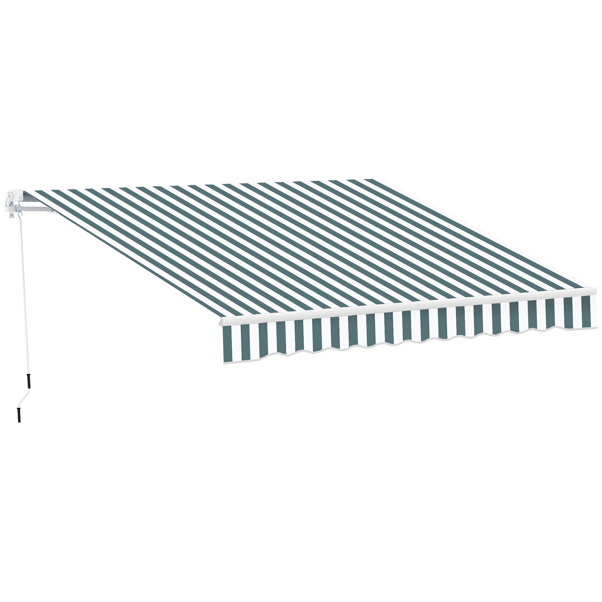 Outsunny Retractable Awning, 2.5x2 m-Dark Green/White