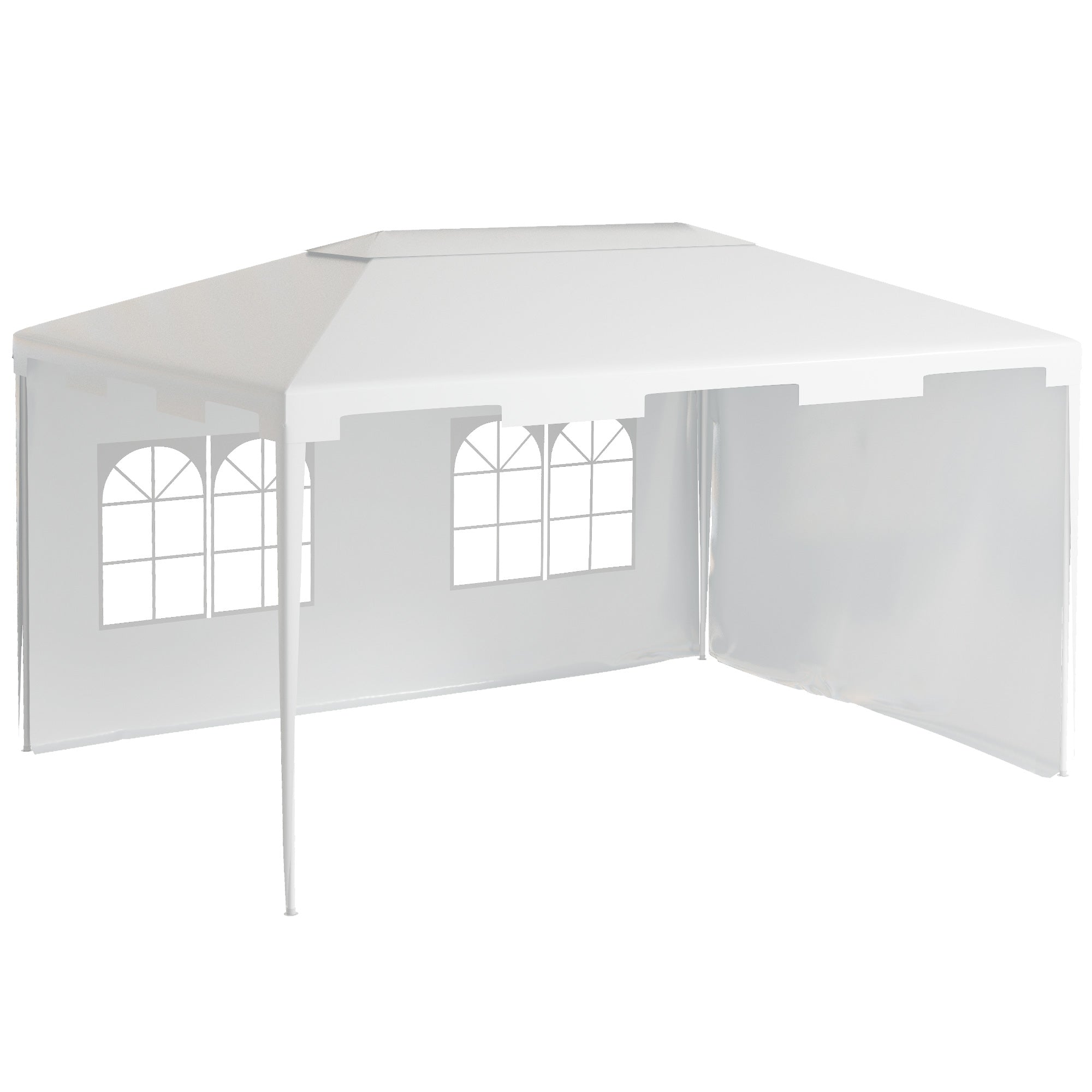 Outsunny 3 x 4 m Garden Gazebo Shelter Marquee Party Tent with 2 Sidewalls for Patio Yard Outdoor - White