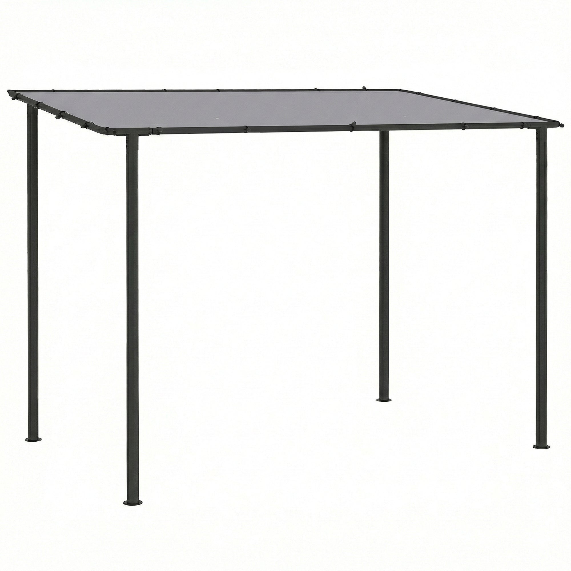 Outsunny 3 x 2 m Lean to Garden Pergola, Metal Frame Gazebo Pergola with UPF30+ Protection, Sloped Roof, Drainage Holes, Grey