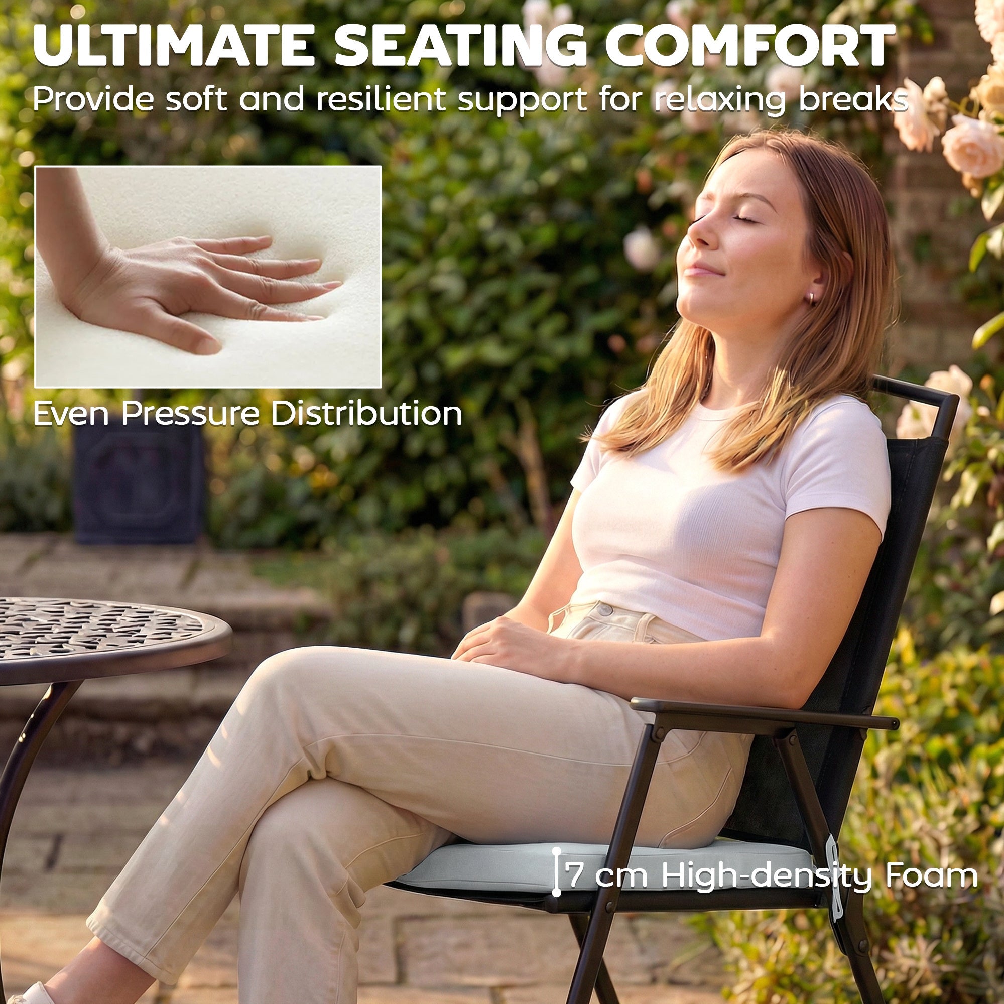 Outsunny Set of 6 Outdoor Seat Cushions with Machine Washable Cover, Water Repellent Seat Cushions Light Grey