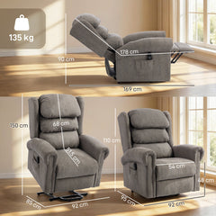 HOMCOM Velvet-Feel Electric Riser Recliner Chair, Power Lift Recliner Chair for Elderly with Remote Control, Dark Grey