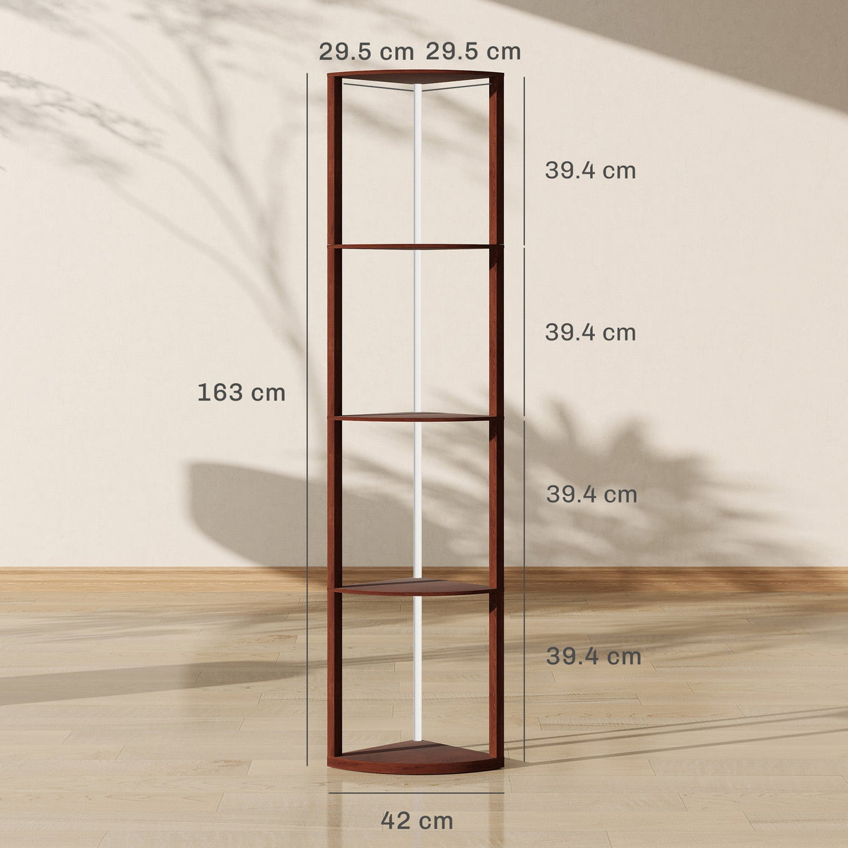 HOMCOM RGB Standing Lamp with Shelves, 4-Tier LED Floor Lamp with Multiple Lighting Modes, Brown