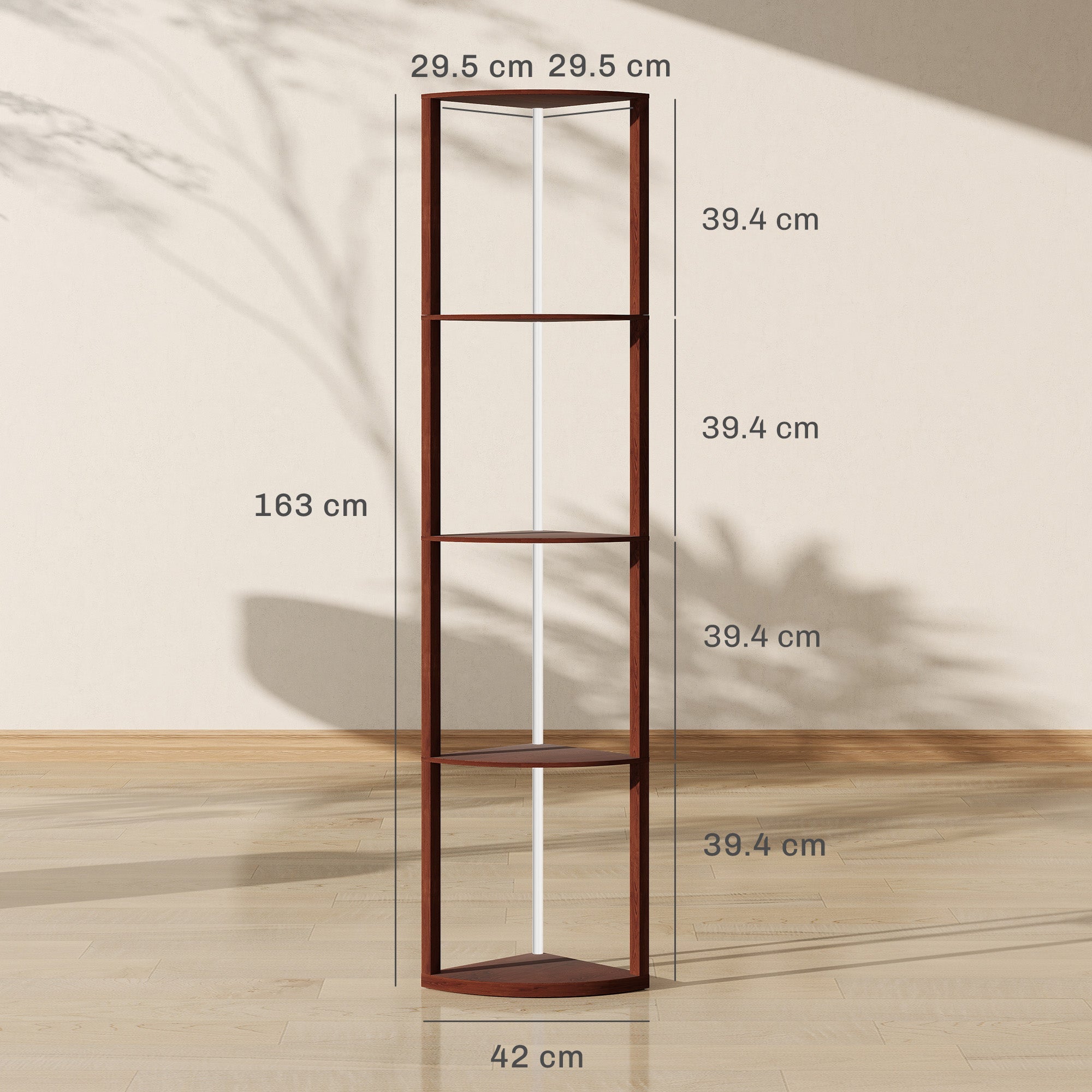 HOMCOM RGB Standing Lamp with Shelves, 4-Tier LED Floor Lamp with Multiple Lighting Modes, Brown