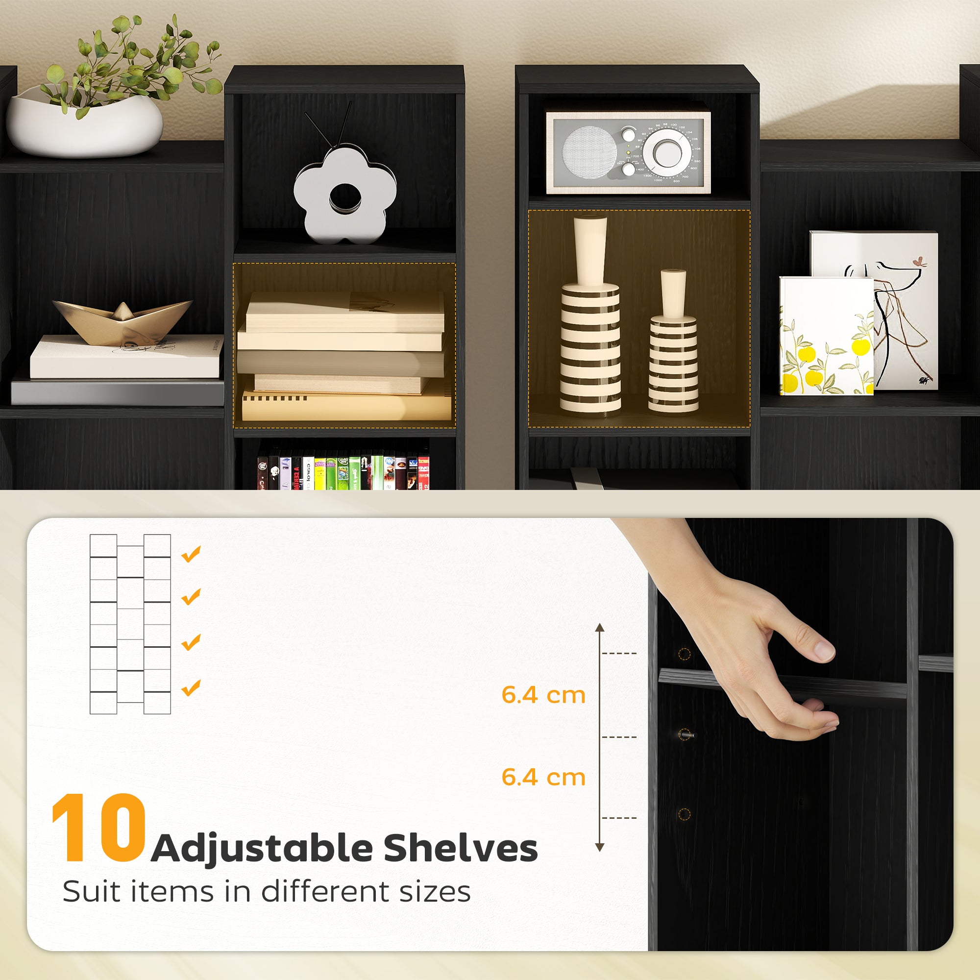 HOMCOM 21-Compartment Bookshelf - Black