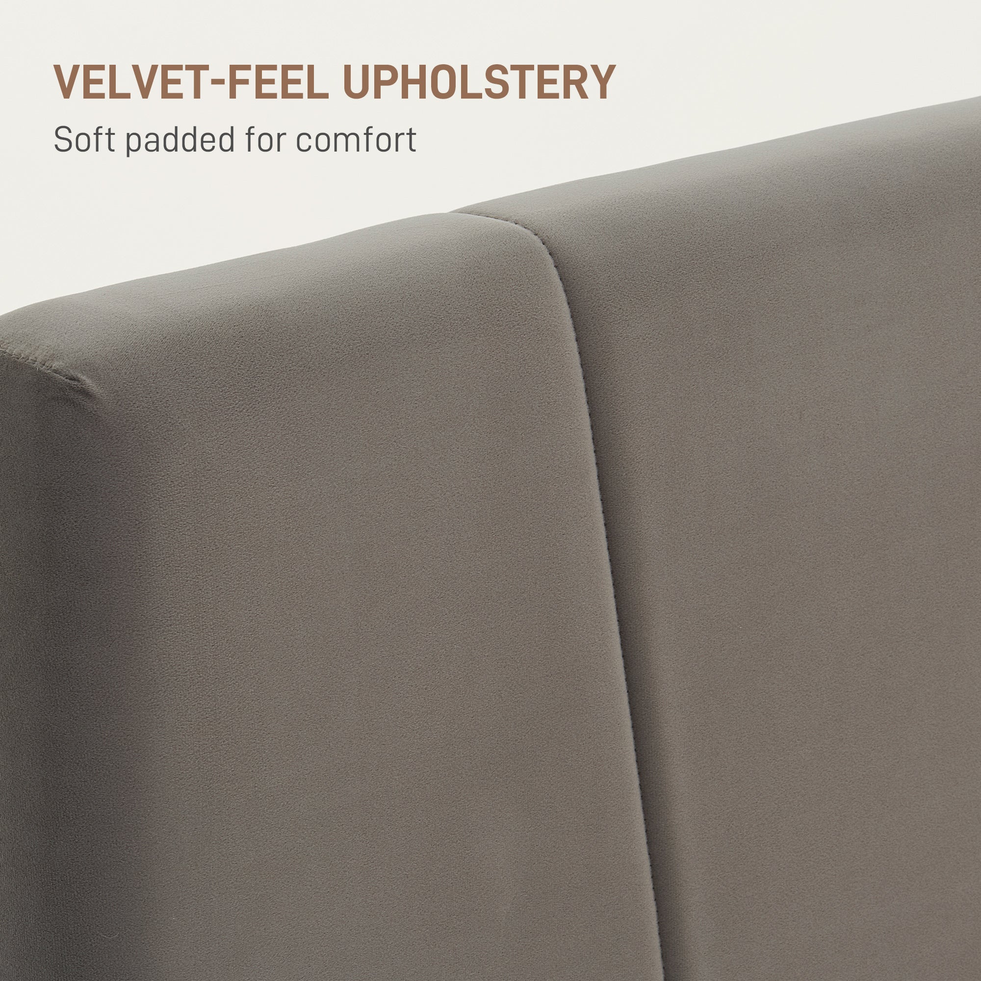HOMCOM Double Bed Frame, with Velvet-Feel Headboard - Grey