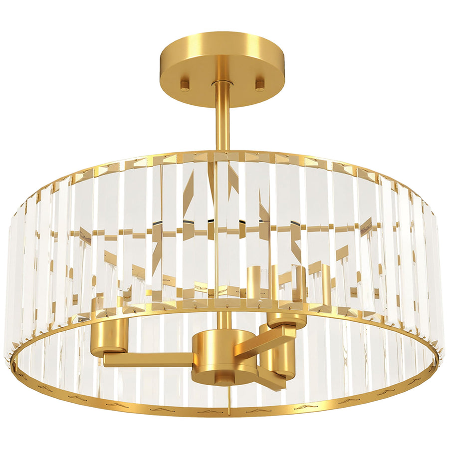HOMCOM Crystal Ceiling Light Fixture, 39 cm Semi Flush Mount Modern Crystal Chandelier Ceiling Light for Living Room, Bedroom, Hallway, Dining Room, E14 Base 3-Lights, Bulbs Not Included, Gold Tone
