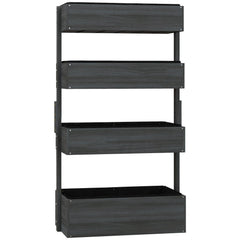 Outsunny Four-Tier Basket Wooden Plant Stand - Grey