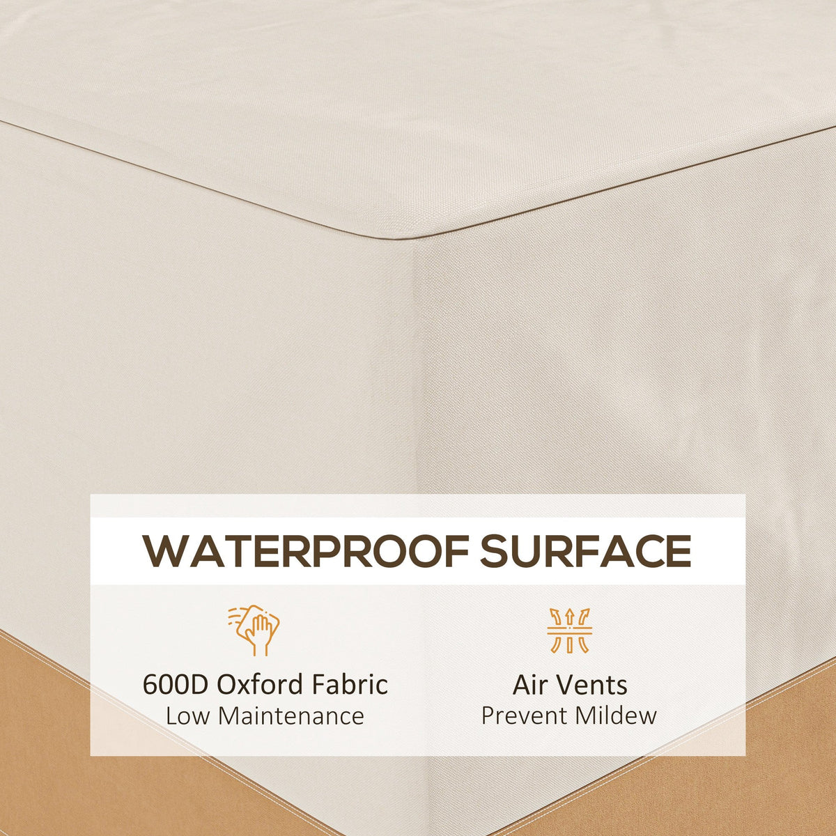 Outsunny Garden Furniture Covers Waterproof, 600D Oxford Outdoor Furniture Cover with 4 Air Vents, 275 x 208 x 78 cm, Beige