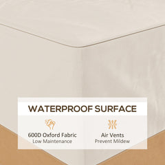 Outsunny Garden Furniture Covers Waterproof, 600D Oxford Outdoor Furniture Cover with 4 Air Vents, 275 x 208 x 78 cm, Beige