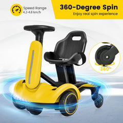 6V Electric Ride on Drift Car for Kids Aged 3-8 Years Old-Yellow