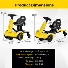 6V Electric Ride on Drift Car for Kids Aged 3-8 Years Old-Yellow