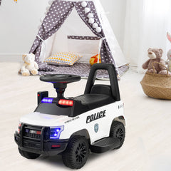 6V Kids Ride On Police Car with Side Megaphone-White