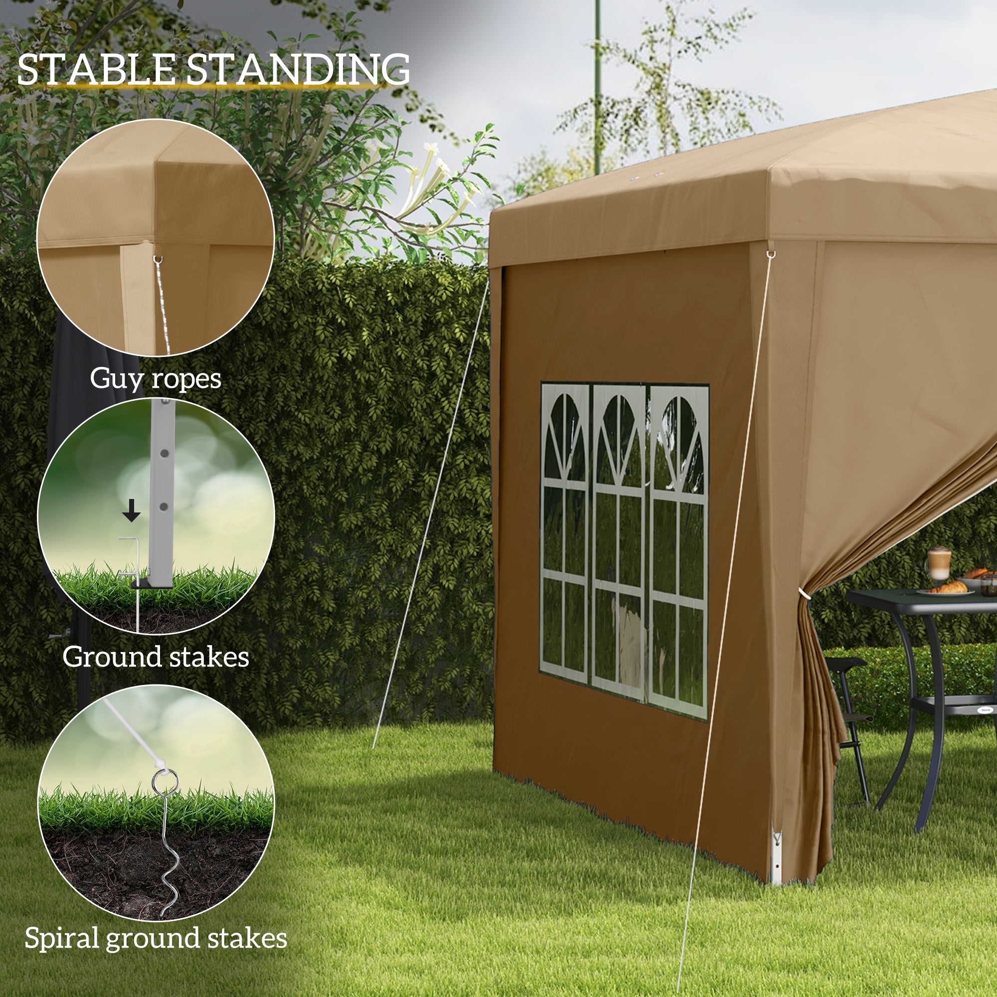 Outsunny 3 x 3(m) Pop Up Gazebo - Khaki