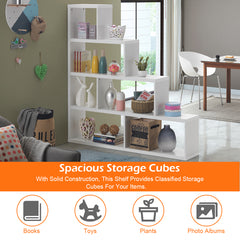 6-Cube Ladder Bookcase for Living Room Study Office-White