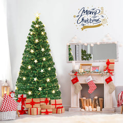 5/6FT Fiber Optic Artificial Christmas Tree with 21 Star LED Lights-6FT