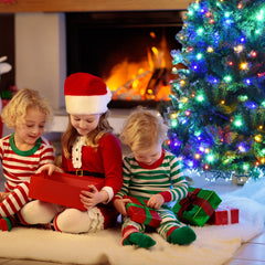 6 FT Pre-Lit Artificial Christmas Tree with 350 Warm White and Multicolored LED Lights