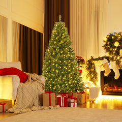 6 FT Pre-Lit Artificial Christmas Tree with 350 Warm White and Multicolored LED Lights