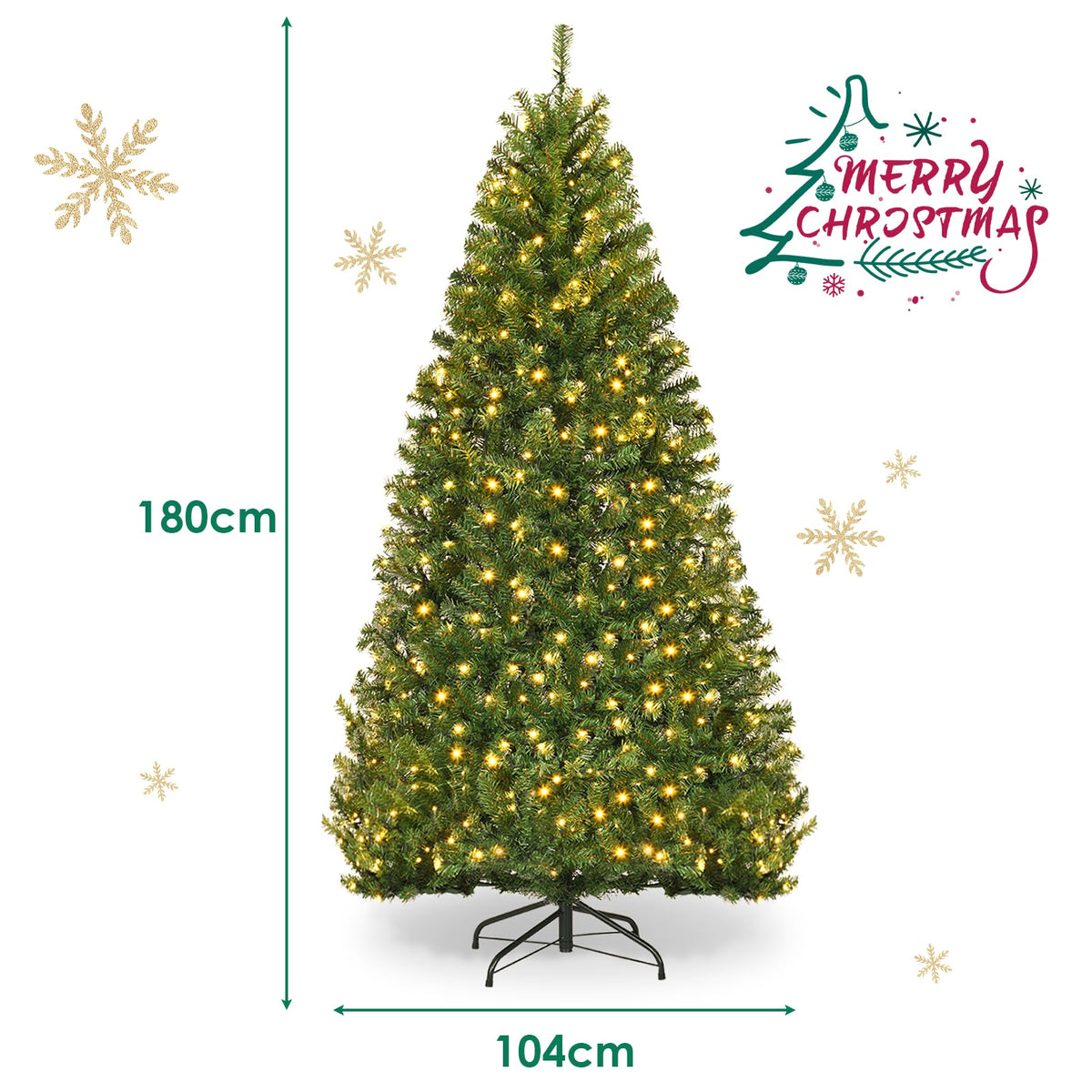 6 FT Pre-Lit Artificial Christmas Tree with 350 Warm White and Multicolored LED Lights
