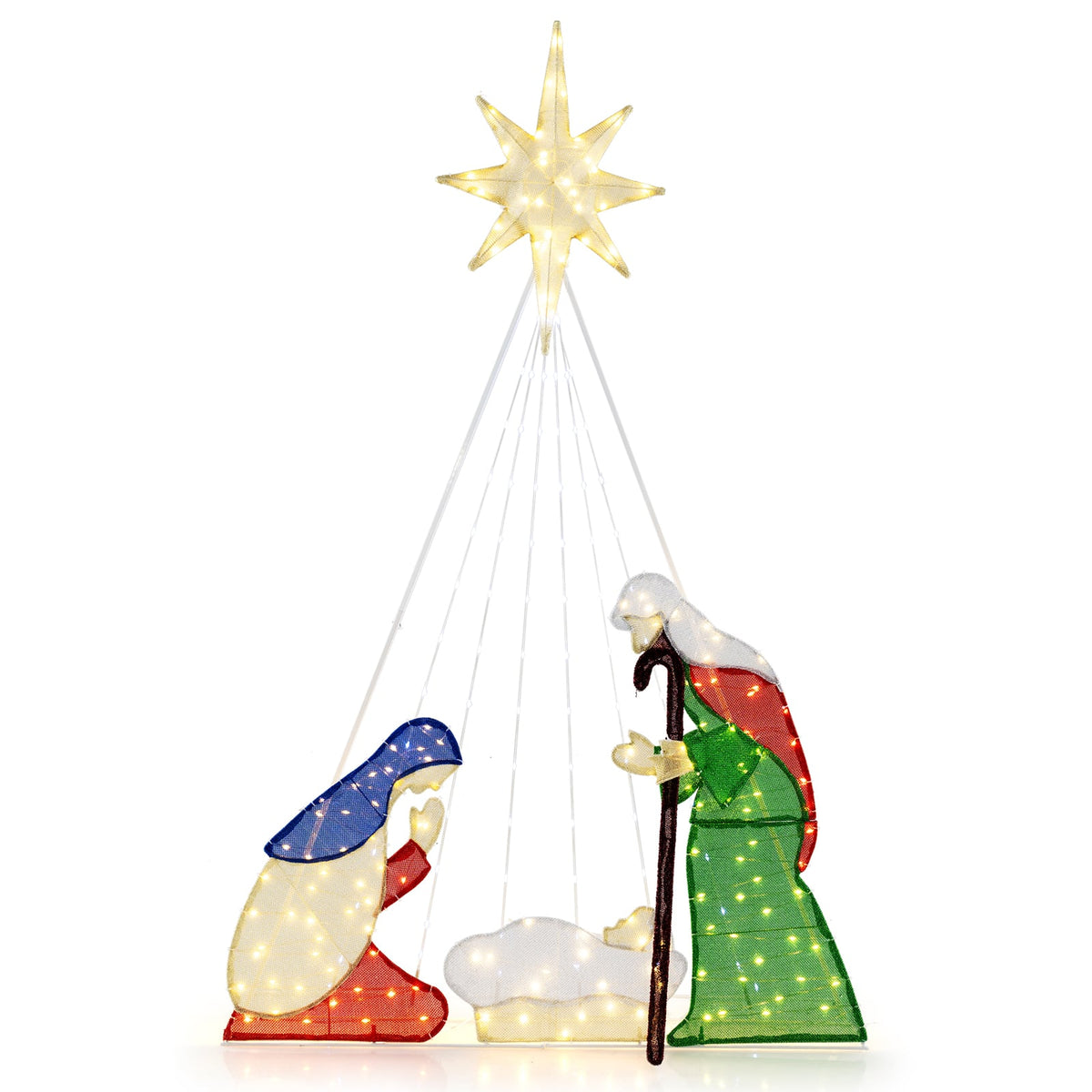 6 Feet Lighted Nativity Scene Holy Family Set