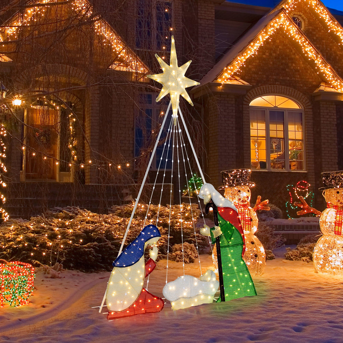 6 Feet Lighted Nativity Scene Holy Family Set, image 5