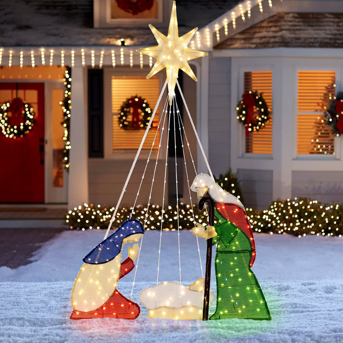 6 Feet Lighted Nativity Scene Holy Family Set, image 6