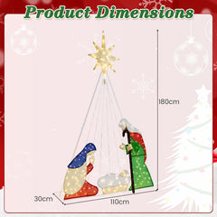 6 Feet Lighted Nativity Scene Holy Family Set, image 4