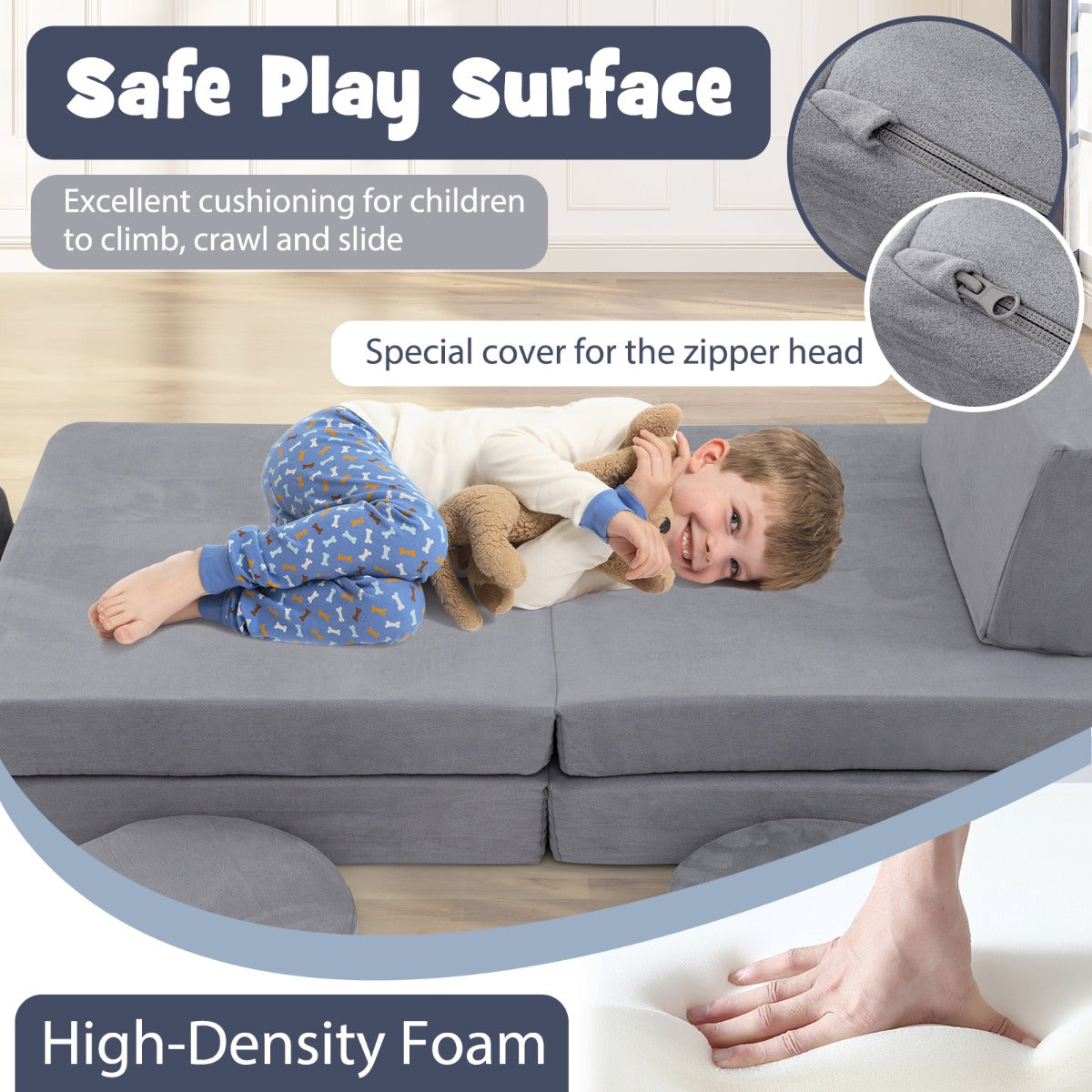 Toddler Creative Imaginative Furniture Play Set for Playroom Bedroom Living Room-Grey