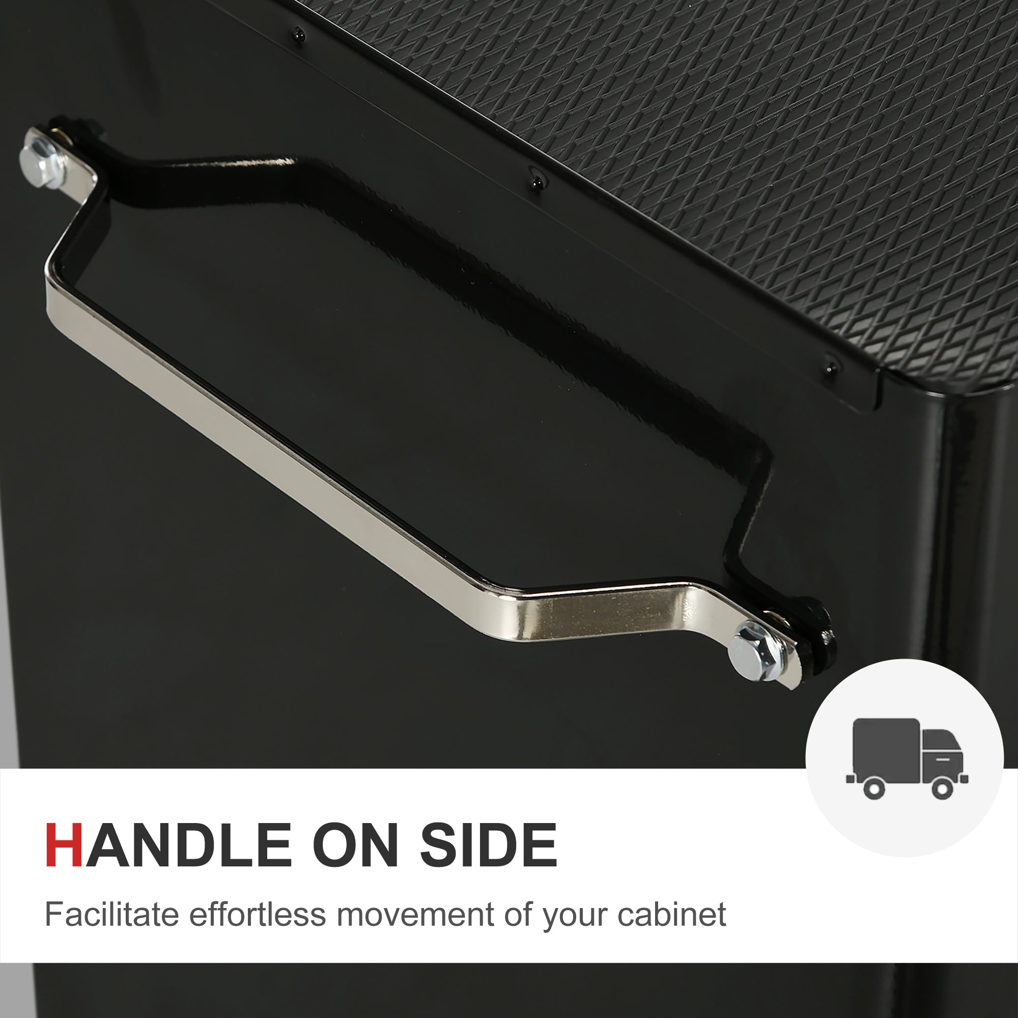 HOMCOM 5-Drawer Tool Chest, Lockable Steel Tool Storage Cabinet with Wheels and Handle Tool Box for Garage, Workshop, Red